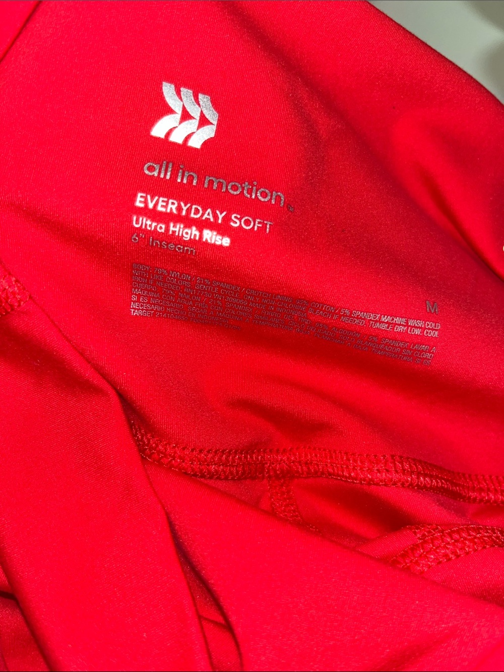 all in motion V-Waist Bike Shorts ultra high rise Size M Red - Picture 7 of 7